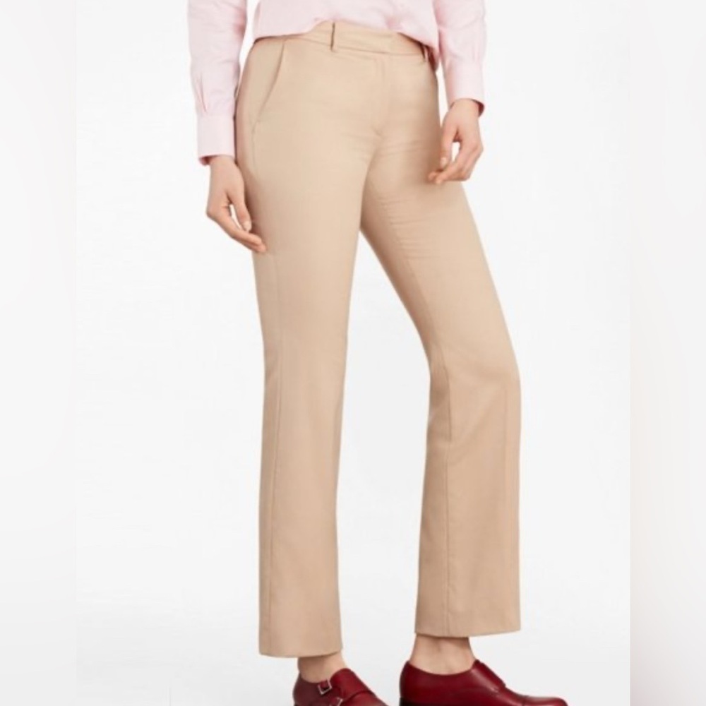 BROOKS BROTHERS Sz 6 Catherine 100% Wool Lined Classic Tan Trouser Pants